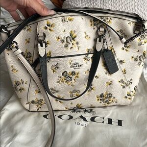 Coach White and Yellow Floral Satchel